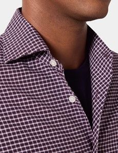 Slim Fit Burgundy & White Grid Check Shirt
