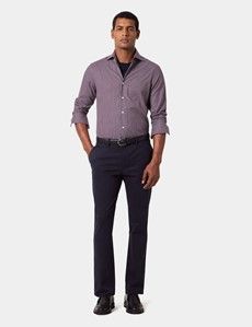 Slim Fit Burgundy & White Grid Check Shirt