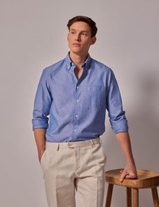Mid Blue Oxford Shirt - Button Down Collar