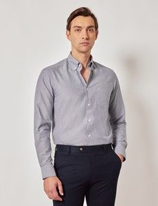 Grey Oxford Shirt - Button Down Collar