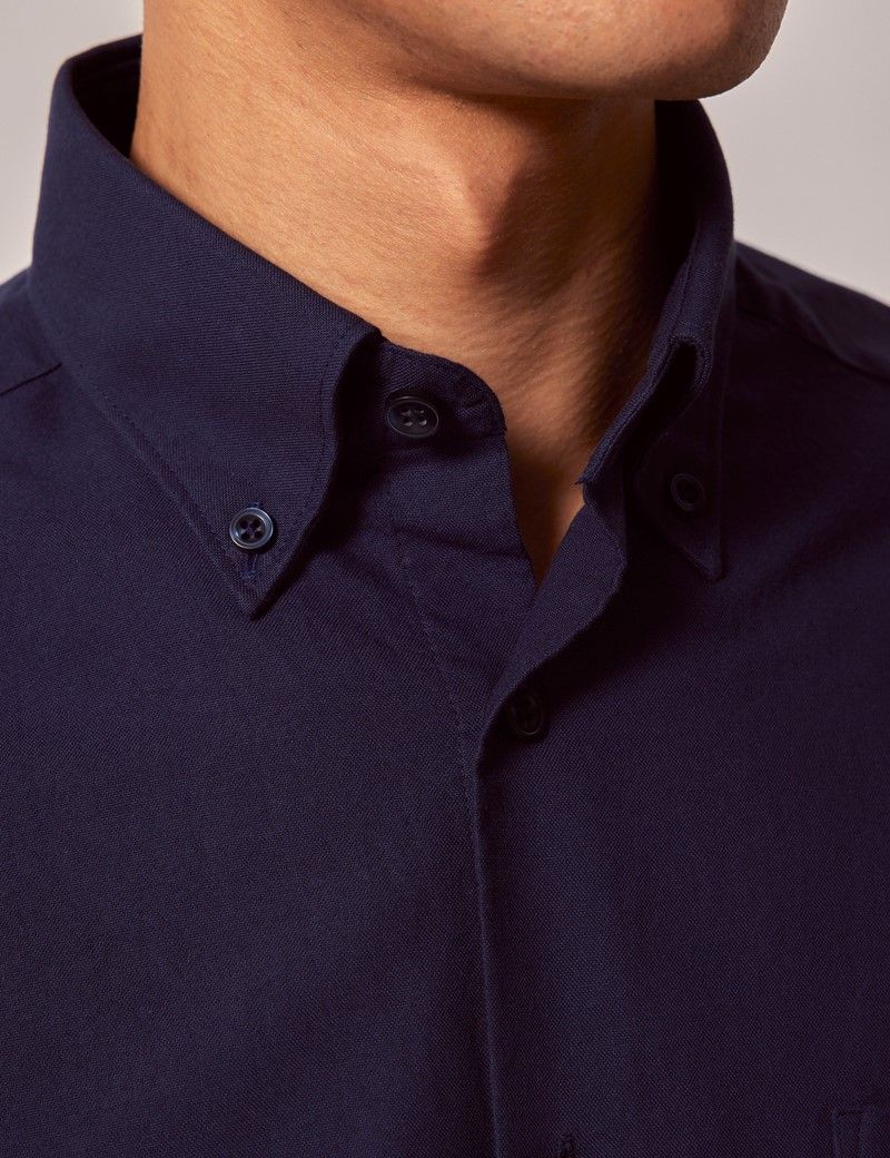 Hawes Curtis Navy Oxford Shirt Button Down Collar