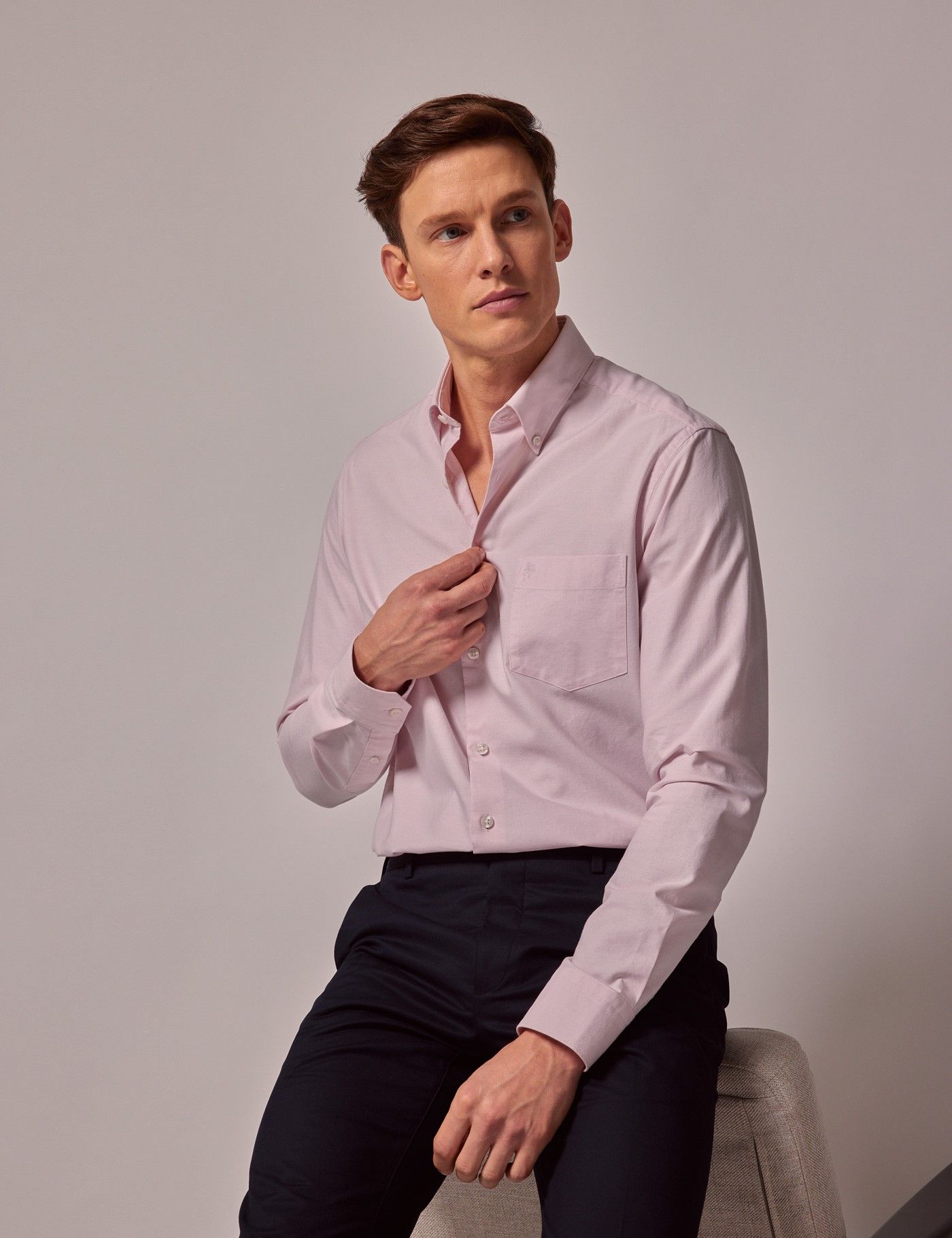 Men's Pink Oxford Shirt - Button Down Collar | Hawes and Curtis