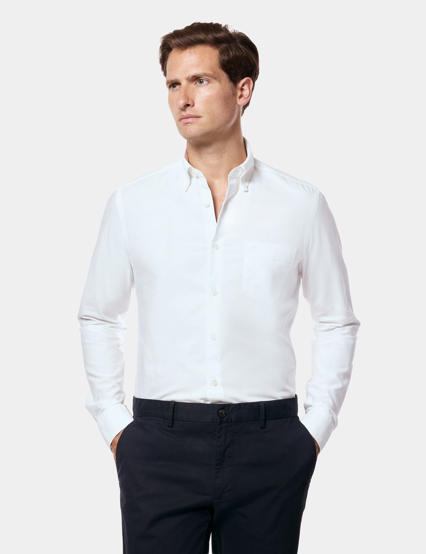 white oxford dress shirt Men's One Pocket Casual Discover the perfect fit and quality of JAMES BARK. Proper Cloth Men's American Pima
