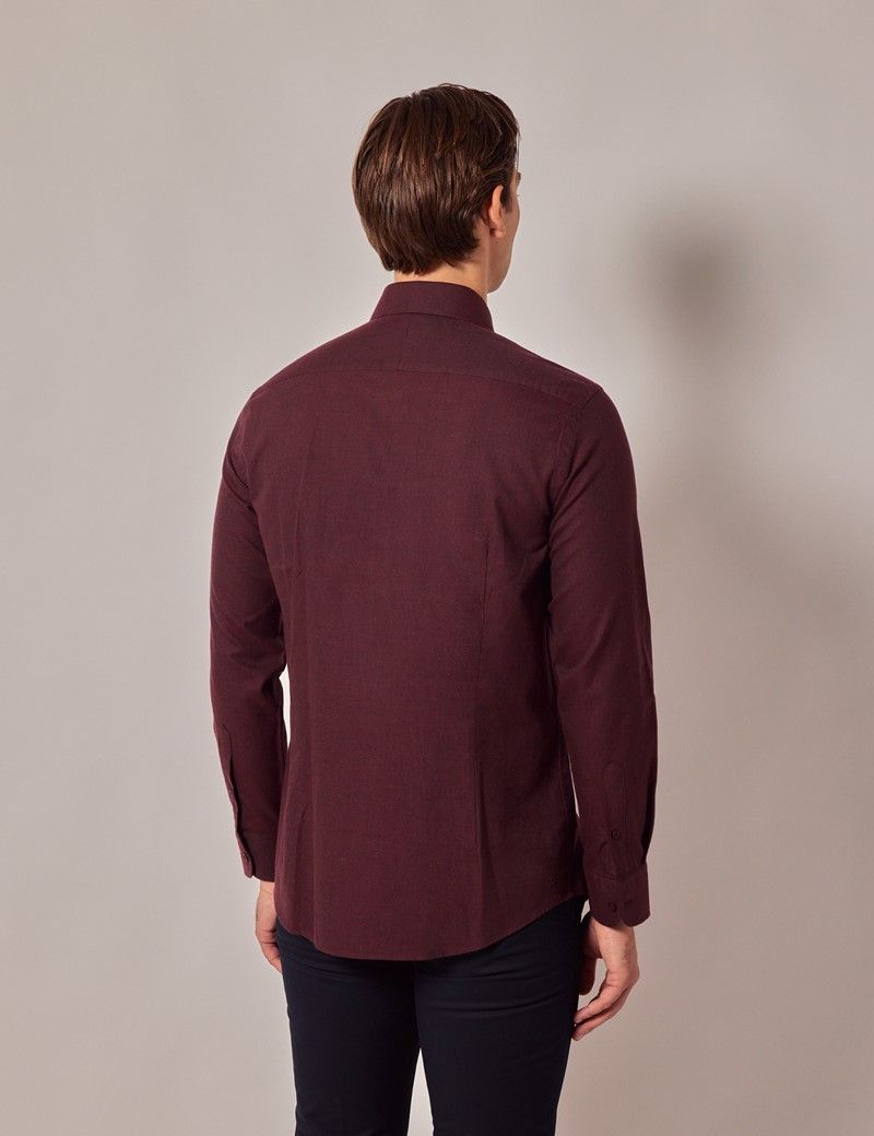 Men's Burgundy Flannel Shirt| Hawes & Curtis