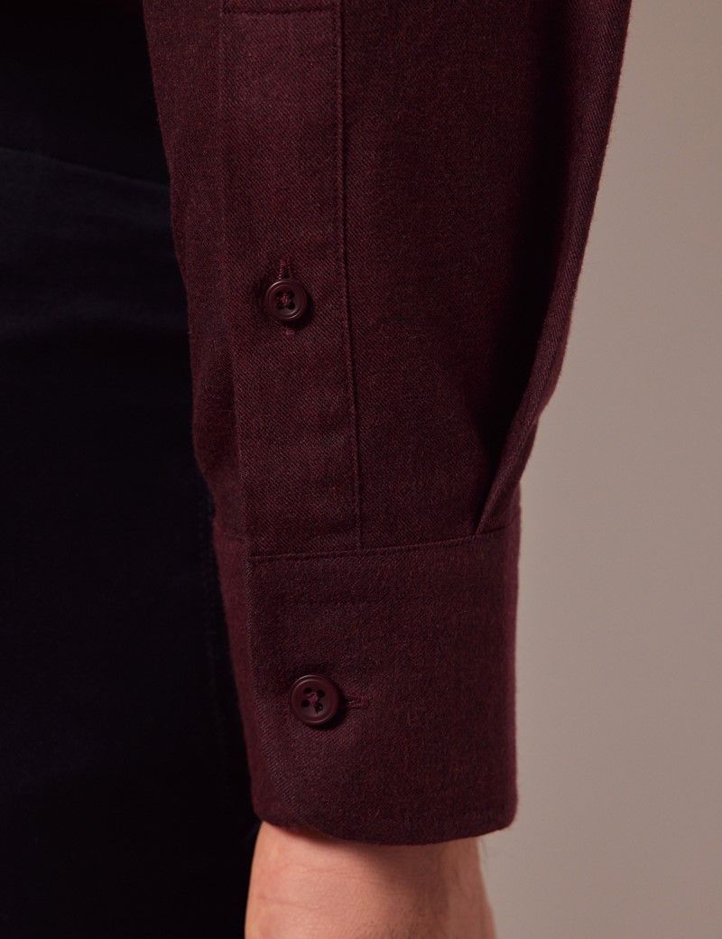 Men's Burgundy Flannel Shirt| Hawes & Curtis