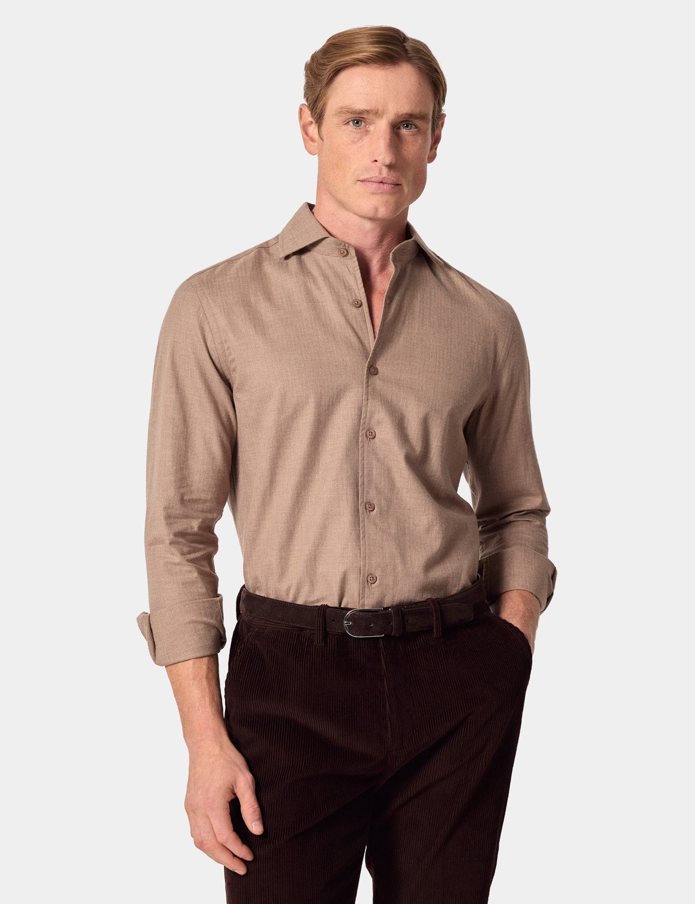 Slim Fit Taupe Shirt