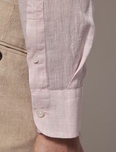 Pink Linen Slim Shirt - Button Down Collar-preview3