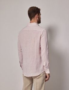 Pink Linen Slim Shirt - Button Down Collar-preview4