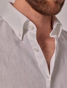 White Linen Slim Shirt - Button Down Collar-preview1