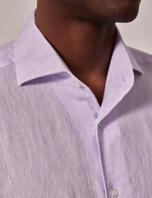 Lilac Linen Slim Shirt - Full Cutaway Collar-preview