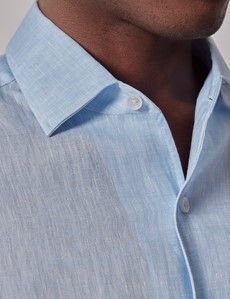 Slim Fit Light Blue Linen Shirt