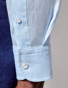 Slim Fit Light Blue Linen Shirt