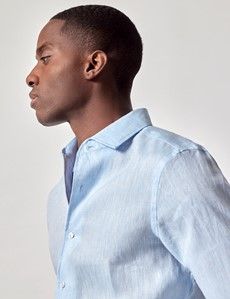 Slim Fit Light Blue Linen Shirt