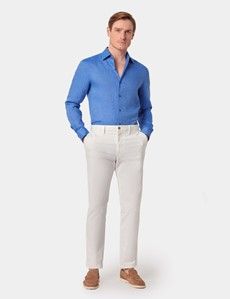 Slim Fit Mid Blue Linen Shirt