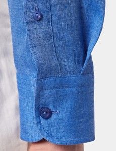 Slim Fit Mid Blue Linen Shirt