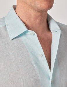 Mint Linen Slim Shirt  - One Piece Collar - Full Cutaway-preview1