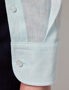 Mint Linen Slim Shirt  - One Piece Collar - Full Cutaway-preview4