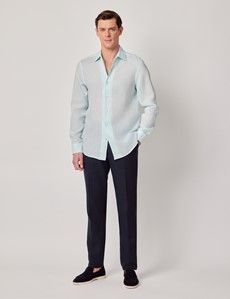 Mint Linen Slim Shirt  - One Piece Collar - Full Cutaway-preview5
