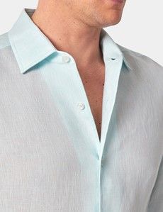 Mint Linen Slim Shirt  - One Piece Collar - Full Cutaway-preview1