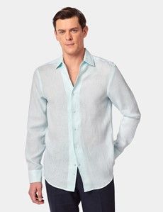 Mint Linen Slim Shirt  - One Piece Collar - Full Cutaway-preview2