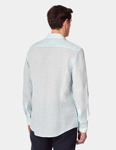 Mint Linen Slim Shirt  - One Piece Collar - Full Cutaway-preview3