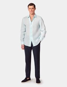 Mint Linen Slim Shirt  - One Piece Collar - Full Cutaway-preview5