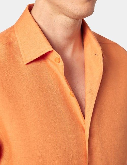 Slim Fit Orange Shirt – One Piece Collar-preview