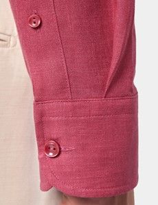 Slim Fit Washed Red Linen Shirt