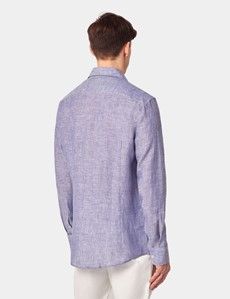 Slim Fit Denim Blue Linen Shirt