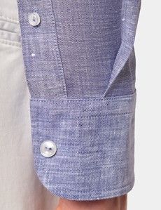Slim Fit Denim Blue Linen Shirt