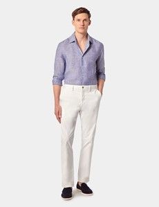 Slim Fit Denim Blue Linen Shirt