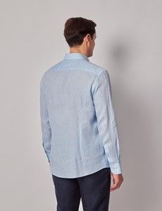 Light Blue Pure Linen Slim Shirt – Button Down Collar-preview3