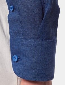 Slim Fit Marine Blue Linen Shirt