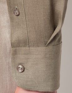 Khaki Pure Linen Slim Shirt – Button Down Collar-preview4