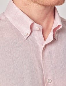 Pink Pure Linen Slim Shirt – Button Down Collar-preview1