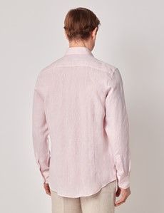 Pink Pure Linen Slim Shirt – Button Down Collar-preview3