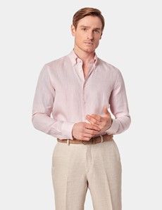 Slim Fit Pink Linen Shirt