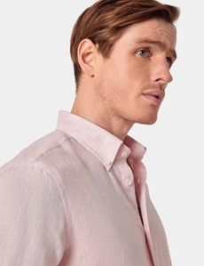 Slim Fit Pink Linen Shirt