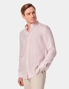 Slim Fit Pink Linen Shirt