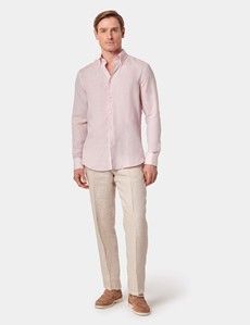 Slim Fit Pink Linen Shirt