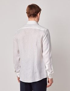 White Pure Linen Slim Shirt – Button Down Collar-preview4