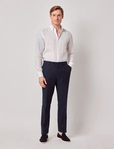 White Pure Linen Slim Shirt – Button Down Collar-preview6