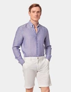 Slim Fit Blue Linen Shirt