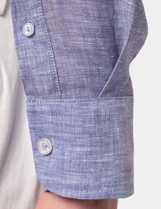 Slim Fit Blue Linen Shirt