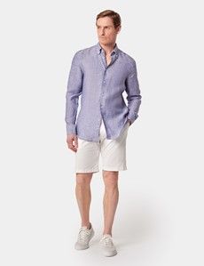 Slim Fit Blue Linen Shirt