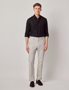 Black Pure Linen Slim Safari Shirt-preview7