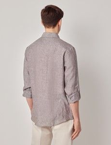 Brown Pure Linen Slim Safari Shirt-preview5