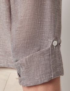 Brown Pure Linen Slim Safari Shirt-preview6