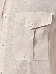 Natural Pure Linen Slim Safari Shirt-preview3