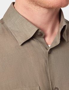 Slim Fit Khaki Safari Shirt-preview1